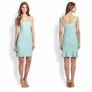 Nanette Lepore Lost in Love Demure Tweed Sleeveless Pleated Hem Dress Mint 2